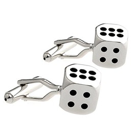 1 Pair of Men's Cufflinks Wedding Cufflink Stainless Steel Silver 3D Cube Honey Bear