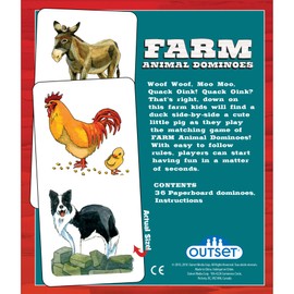 Farm Animal Dominoes - Outset Media, Classic Matching Card Game, No Reading Required, Childen & Preschoolers, Ages 3+