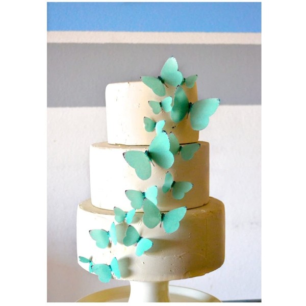 Edible Butterflies - Teal Set of 15 - Cake and Cupcake Toppers, Decoration