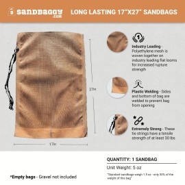 Sandbaggy - 1 -17x27 Long-Lasting Empty Sandbags For Sale- Sandbag Sand Bags Bag