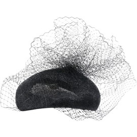 Elegant Black Sinamay Fascinator Hat with Veil Vintage Ladies Derby Church Cocktail Tea Party Dress Hat for Women