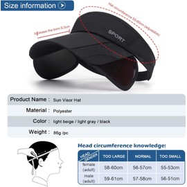 LONROI Viseras para Mujer, 2 Piezas Visera Running Ajustable, Sombrero Mujer Verano Protección UV, Gorra de Visera Golf Transpirable Malla, Sun Visor para Golf, Tenis, Equitación, Otros Deportivo