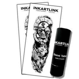 INKARTLINK Tatuaje Semipermanente, 2 Piezas, Tatuajes Grandes para Fiesta Que Cubren Todo El Brazo, Incluye Un Par de Mangas Antitransferencia, Dura de 7 A 15 Días, Resistente Al Agua Y Antirreflectan