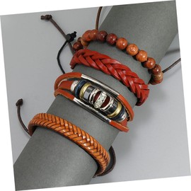Ipetboom 4pcs Braided Adjustable Leather Bracelet Set for Men and Women Handmade Unisex Wrist Cuffs with Beads for Casual and Formal Occasions