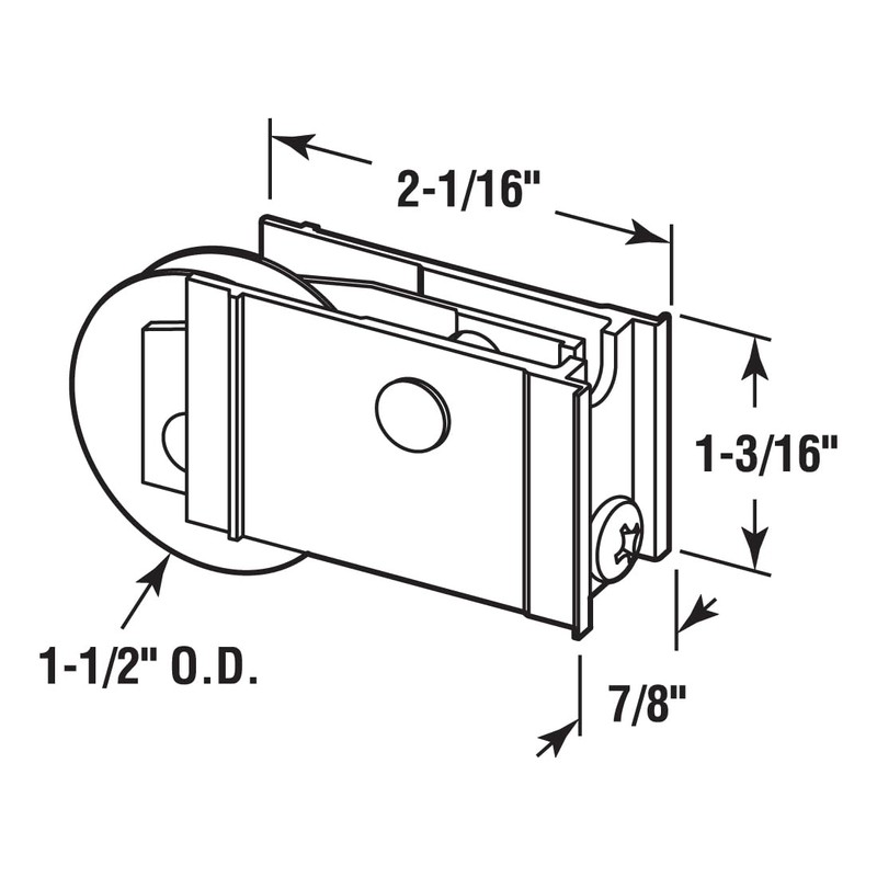 FHC D1863 Sliding Door Roller Assembly 1-1/2" Steel Ball Bearing