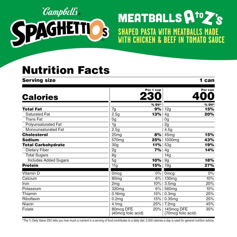SpaghettiOs A to Z's Canned Pasta with Meatballs, 15.6 oz