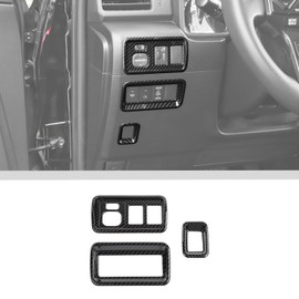 JWWY Rearview Mirror Adjustment Switch Button Cover Trim Fit for 2010-2023 Toyota 4Runner Interior Accessories Carbon Fiber 3PCS