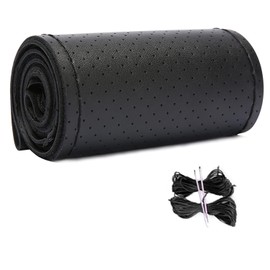 Oranlife - Fundas para Volante, Cuero de Microfibra, diseño Transpirable Antideslizante, sensación Suave y cómoda, Costura Universal para Volante de automóvil de 15 Pulgadas en la Envoltura(Negro)
