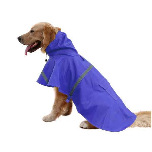 Large Dog Raincoat Adjustable Pet Waterproof Clothes Lightweight Rain Jacket