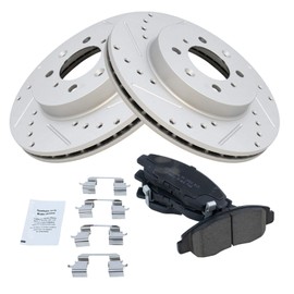 TRQ Front Performance Brake Pad & Rotor Kit Brake Pads Brake Rotors Set Ceramic Premium G-Coated Compatible with 1996-2005 Honda Civic 2010-2014 Insight