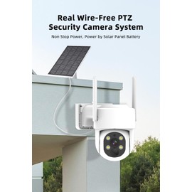 ZHXINSD PTZ Security Camera Wireless Outdoor Solar Powered, Pan Tilt 360 Security Camera Waterproof Two Way Audio Color Night Vision Compatible with Alexa Compatible Camera System