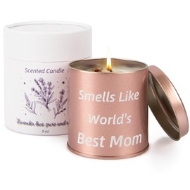 HOHOTIME Gifts for Mom from Daughter Son Kids, Mothers Day Gifts for Mom, Mother’s Day Gift Ideas Lavender Scented Candles, Birthday Gift for Mom, Soy Wax with Cotton Wick, 9oz Tin Candle