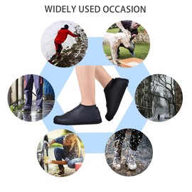 VBoo Waterproof Shoe Covers, Non-Slip Water Resistant Overshoes Silicone Rubber Rain Shoe Cover Outdoor cycling Protectors apply to Men, Women, Kids (Large, Black)