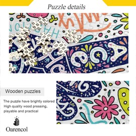 Oarencol Peace Sign Jigsaw Puzzle Gesture Love Joy Floral Flower 1000 Pieces Puzzles for Adults Kids DIY Gifts