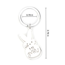 Gallkeat Hase Schlüsselanhänger Damen, Niedliche Cartoon Key Chain mit Schlüsselring, Silber Taschen Anhänger,Auto Schlüsselanhänger