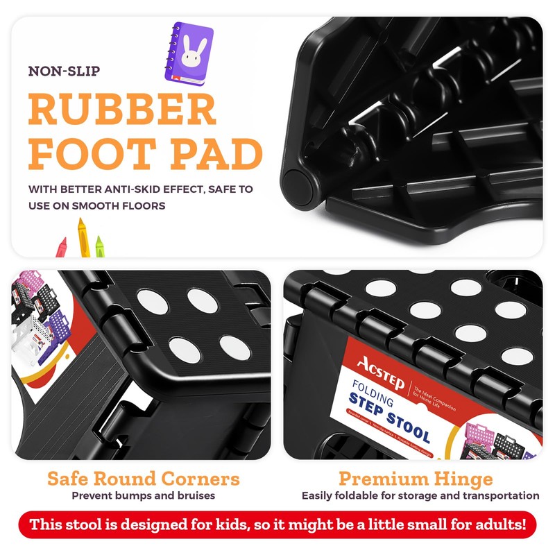 ACSTEP Folding Step Stool Foldable Stool 7.5 Inch Height Kids