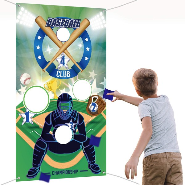 Baseball Toss Games with 3 Bean Bags, Indoor Outdoor Bean Bag Toss Game for Children and Adults Sport Theme Party Decorations Supplies