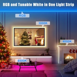 Tatazone RGBWW Smart LED Strip Lights, 65.6ft Tunable White 3000K to 6500K+RGB WiFi Led Lights Work with Alexa Google, Music Sync Color Changing Indoor for Kitchen, Room, Cabinet, 2 Roll of 32.8ft