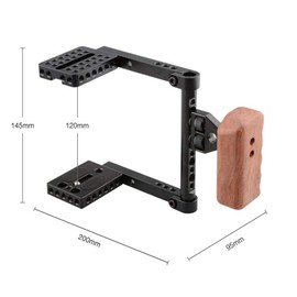 camvate DSLR Camera Cage Aluminum Alloy Wood Handle with Grip for Canon, Nikon, Sony Camera Shooting Kit