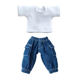 niannyyhouse - Conjunto de playera + pantalones de 2 piezas con monos de camuflaje, playera de color sólido, 1/12 BJD OB11, accesorio de figura corporal de 4.3 pulgadas (11 cm) (mezclilla azul oscuro)