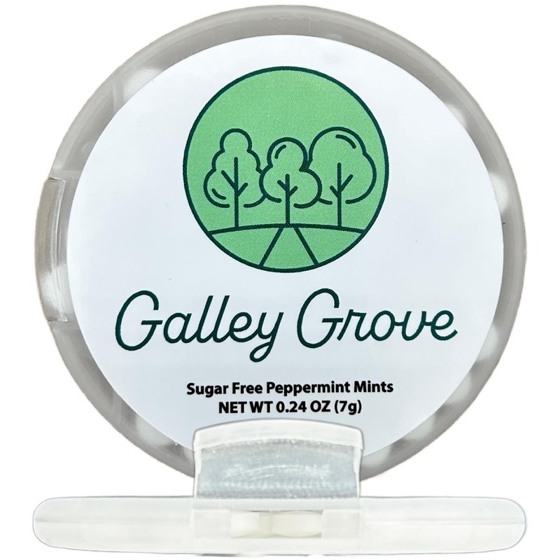 Galley Grove Sugar-Free Peppermint Breath Mints, Slender Round Package With