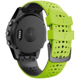 ANCOOL Compatible with Fenix 5/Fenix 6/Fenix 7 Watch Band 22mm Easy-fit Silicone Soft Sport Band Replacment for Fenix 7/6 Pro/Fenix 5 Plus/Fenix 8 47mm/Forerunner 955/965 Smartwatches (Green/Black)