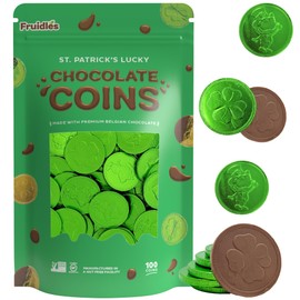 Fruidles Saint Patrick's Day Chocolate Coins Green Coins, Belgian Nut-Free Milk Chocolate, Kosher Certified (100-Pack)