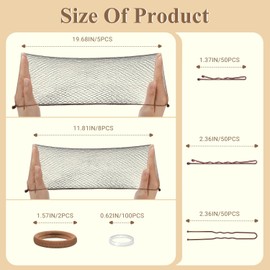 TsMADDTs Juego de Horquillas Y Redecillas para El Pelo, Accesorios para El Cabello para Mujer con Redes Invisibles para Moño de Ballet(30 Y 50 Cm), Horquillas En Forma de U para Danza(3,5 Y 6 Cm), Ban