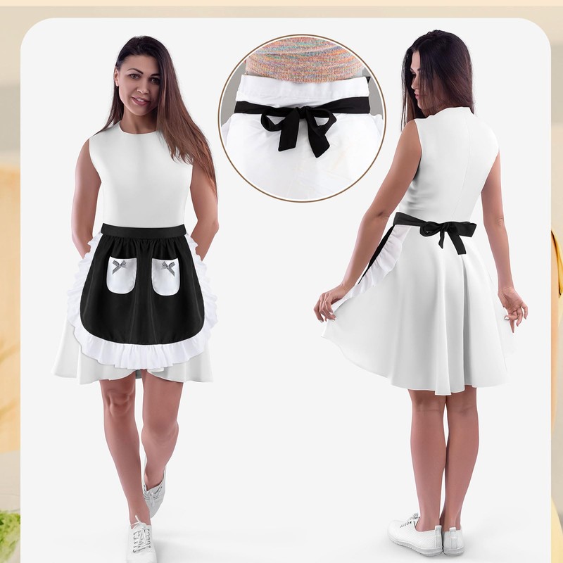 Geyoga Aprons for Women with Pockets Kitchen Cooking Waitress Maid