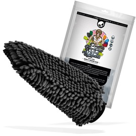 Nuke Guys XL Chenille Car Wash Mitt - Wash Glove Made of Ultra Soft Microfibres - Microfibre Wash Sponge - For Lint-Free and Scratch-Free Car Wash - Black