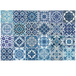 24 Pcs Tile Stickers, Waterproof Moroccan Style Peel and Stick Backsplash, Retro DIY Decor Wall Decal Stickers for Kitchen, Bathroom, Table, Staircase, Floor (ET287, 8 * 8")