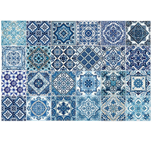 24 Pcs Tile Stickers, Waterproof Moroccan Style Peel and Stick