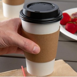 10OZ White Coffee Hot Cup with Lids and Sleeves Combo Set, To Go Cups for Hot Beverages, Perfect for Hot Coffee, Cocoa, and Chocolate (50)