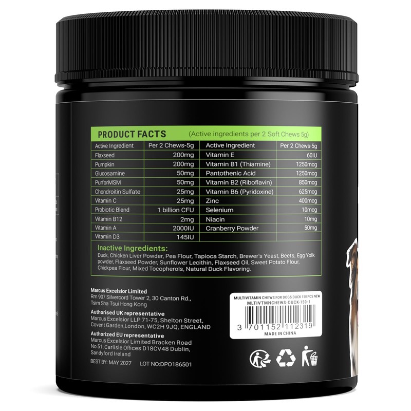 Dog Vitamins and Supplements - 150 Dog Multivitamin Chewable -