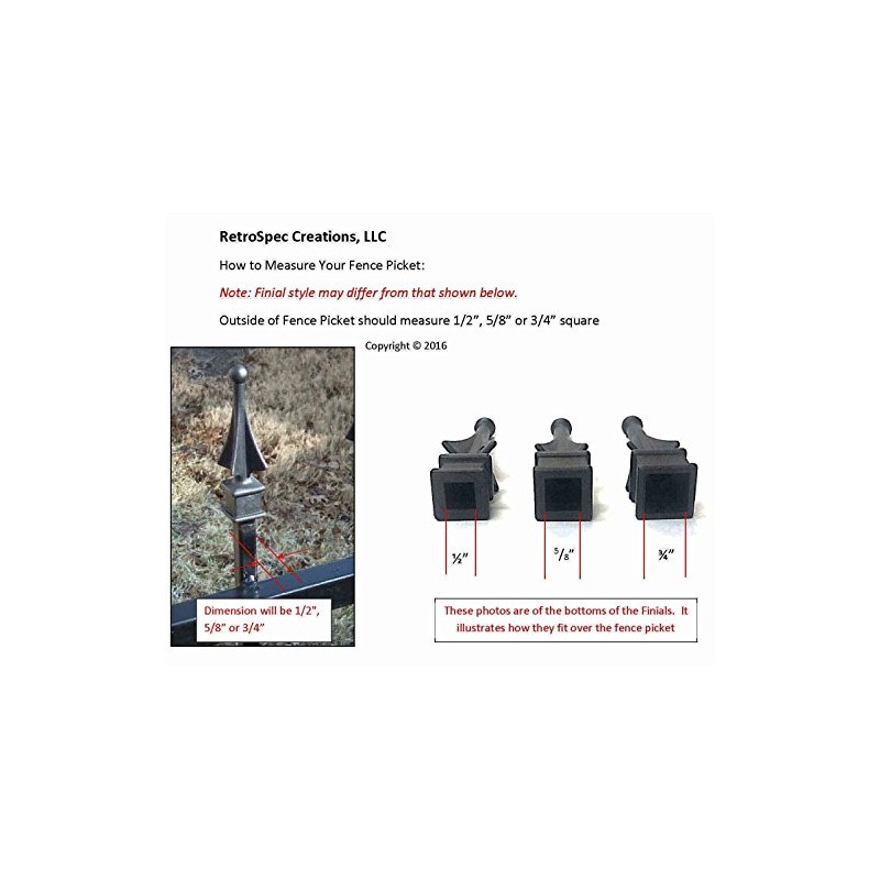 Pack of 10 Each for 1/2” Black Plastic Finial Tops