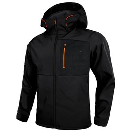 BANTREK Men's Softshell Jacket Lightweight Waterproof Hooded Insulated Rain Jacket Windbreaker for Hiking & Travel (Black,Large)