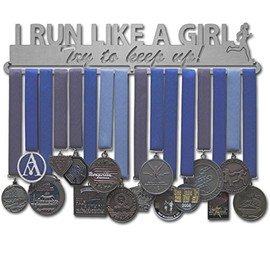 Allied Medal Hangers - I Run Like A Girl Try to Keep Up (18" Wide with 1 Hang bar) - Medal Hanger Holder Display Rack - Multiple
