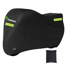 Motorcycle Tarpaulin Outdoor 420D Oxford Fabric Motorcycle Cover with Reflective Strips Belt Buckle Motorcycle Protective Cover Waterproof and Winterproof Black Outdoor (265 x 105 x 133 cm)