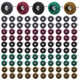 100pcs Abrasive Wheel, 1" Buffing Polishing Wheels, Metal Polishing Compound for Rotary Tools-1/8(3mm) Shank, 120 Grit, 180 Grit, 320 Grit, 400 Grit, 600 Grit