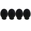 Mxfans 4pieces Black Rubber Drumstick Silent Practice Tip Oval Shape