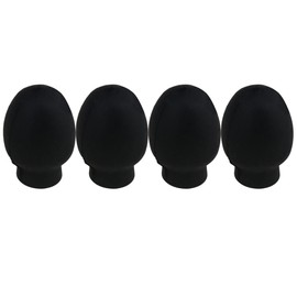 Mxfans 4pieces Black Rubber Drumstick Silent Practice Tip Oval Shape Replacement Part