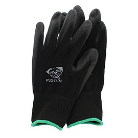 Global Glove PUG17 Gloves Black Nylon, Black Polyurethane Coated Palm. Medium. 12 Pair/Pkg