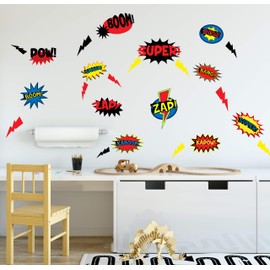 Superhero Boys Room Wall Decals Decor Stickers Teenager Decorations for Bedroom (Superhero)