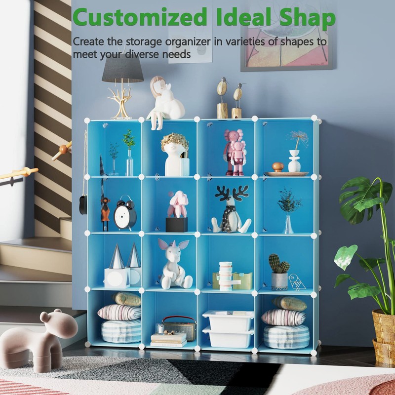 C&AHOME Cube Storage Organizer, 16-Cube Shelves Units, Plastic Storage Cubes,