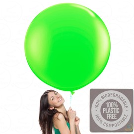 AFTERLOON® Biodegradable Balloons 6 pcs 36 Inch Orb Perfect Round Giant Extra Large Lime Green, Thickened Strong Natural Latex Jumbo XL Big Helium Float, Baby Gender Reveal Birthday Party Decorations