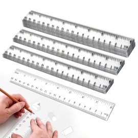 HEKOBAG 40Pcs Clear Plastic Ruler, 20cm/8Inch Rulers Transparent Ruler Straight Ruler with Inches Centimeters Multipack Shatterproof Rulers Metric Rulers Bulk for Student School Office Supply