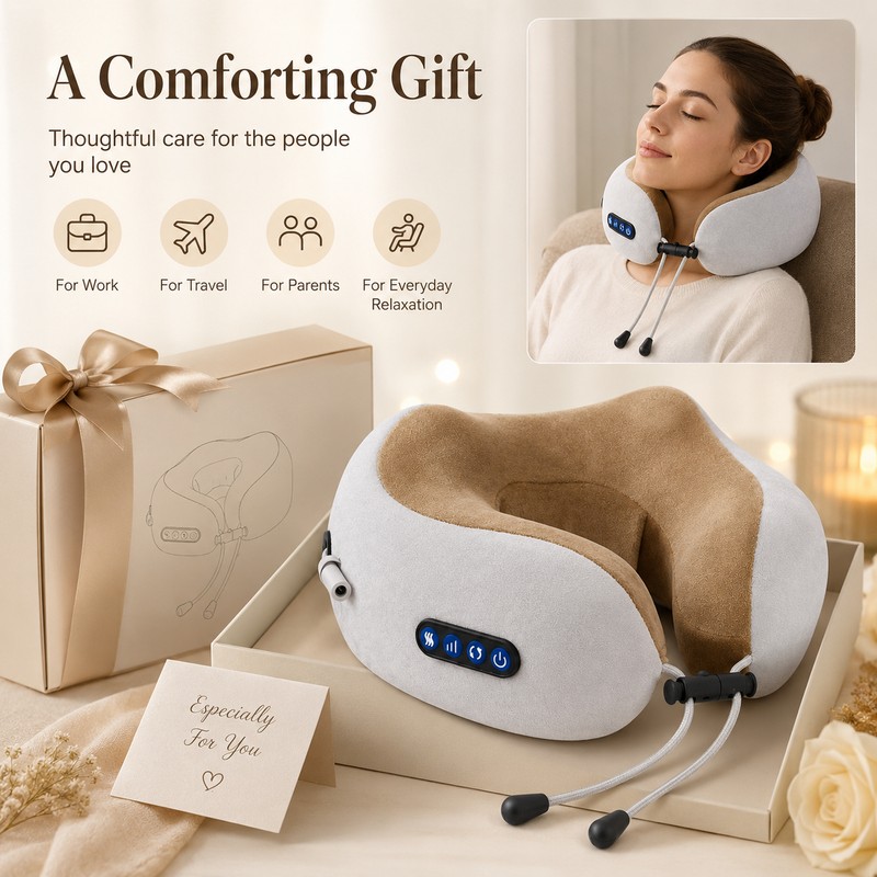 Rechargeable U-Shaped Neck Massager with Heat – 3D Kneading, Vibration