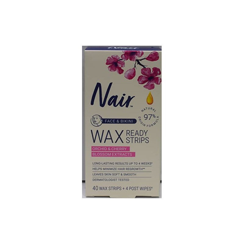 Nair Hair Remover Wax Ready-Strips 40 Count Face/Bikini (2 Pack)
