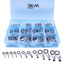 9KM DWLIFE Fishing Rod Guides Tip Top Repair Kits Ceramic Guide with Eyelets Silver Saltwater Mixed Sizes with Box (45pcs)