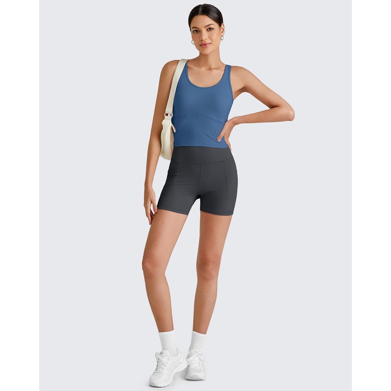 G4Free Padded Tank Tops for Women Workout Long Line Sports